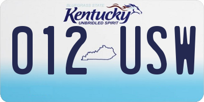 KY license plate 012USW