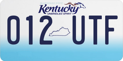 KY license plate 012UTF