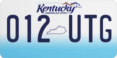 KY license plate 012UTG