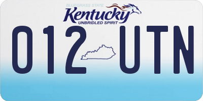 KY license plate 012UTN