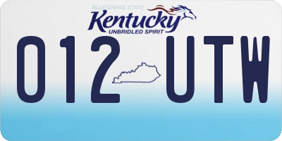 KY license plate 012UTW