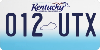 KY license plate 012UTX
