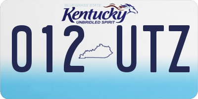 KY license plate 012UTZ