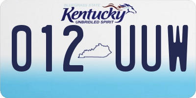 KY license plate 012UUW