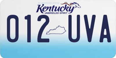 KY license plate 012UVA
