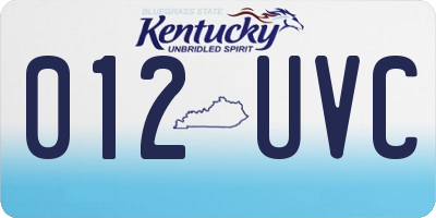 KY license plate 012UVC