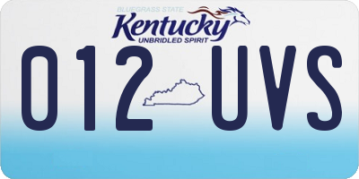 KY license plate 012UVS
