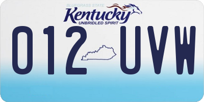 KY license plate 012UVW