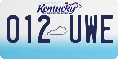 KY license plate 012UWE