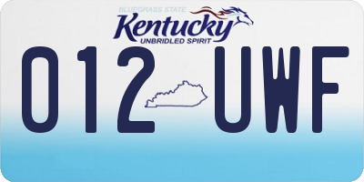 KY license plate 012UWF
