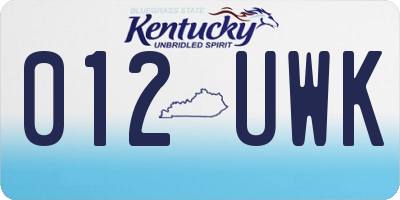 KY license plate 012UWK