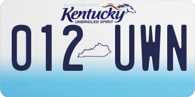 KY license plate 012UWN