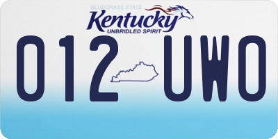KY license plate 012UWO