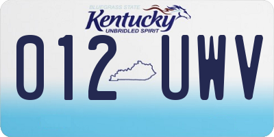 KY license plate 012UWV