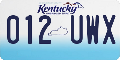 KY license plate 012UWX