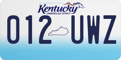 KY license plate 012UWZ