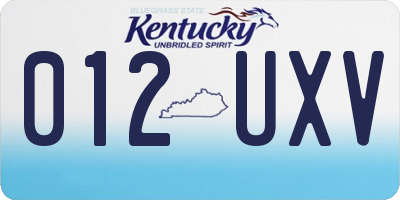 KY license plate 012UXV