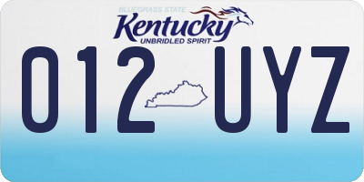 KY license plate 012UYZ