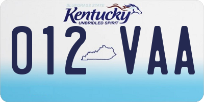 KY license plate 012VAA