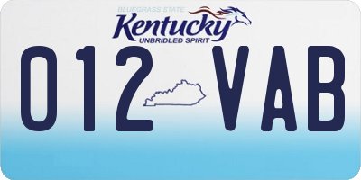 KY license plate 012VAB