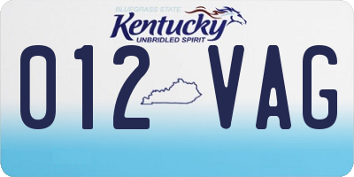 KY license plate 012VAG