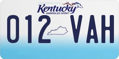 KY license plate 012VAH
