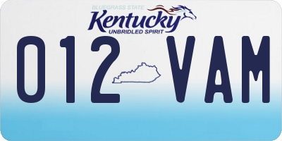 KY license plate 012VAM