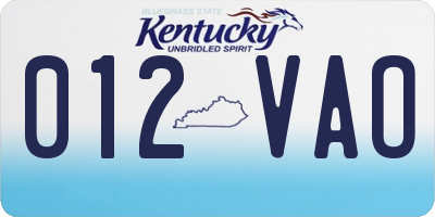 KY license plate 012VAO