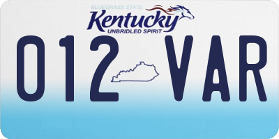 KY license plate 012VAR