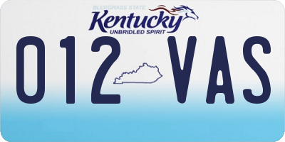 KY license plate 012VAS