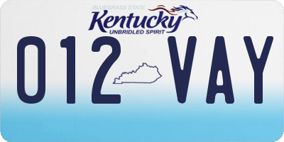 KY license plate 012VAY