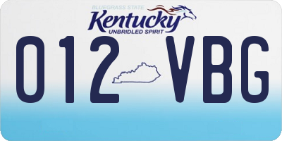 KY license plate 012VBG