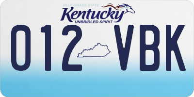 KY license plate 012VBK