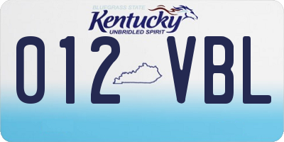 KY license plate 012VBL