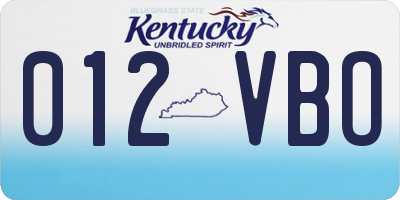 KY license plate 012VBO