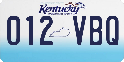 KY license plate 012VBQ