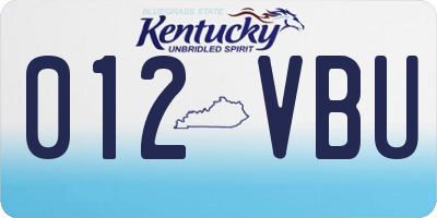 KY license plate 012VBU