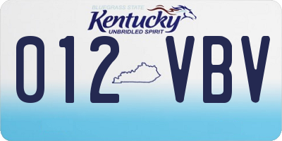KY license plate 012VBV