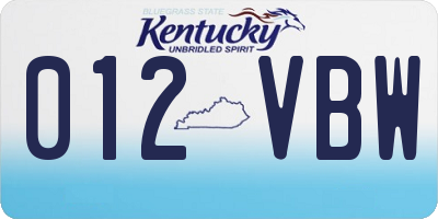 KY license plate 012VBW