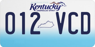 KY license plate 012VCD