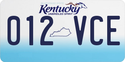 KY license plate 012VCE