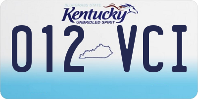 KY license plate 012VCI