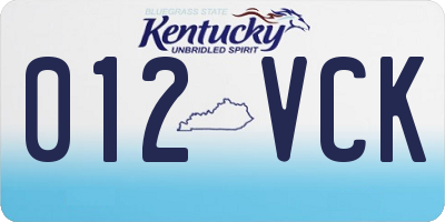 KY license plate 012VCK