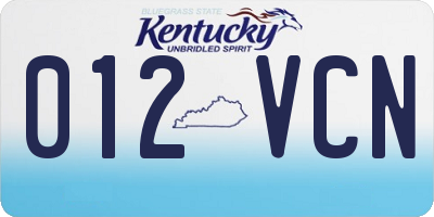 KY license plate 012VCN