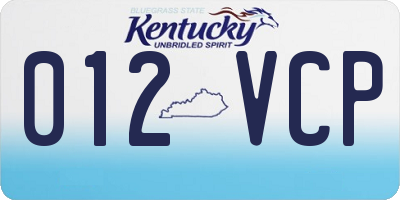 KY license plate 012VCP