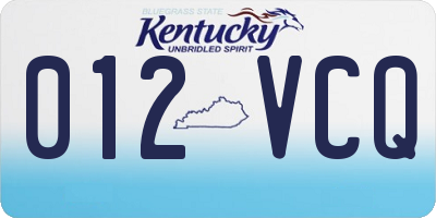 KY license plate 012VCQ
