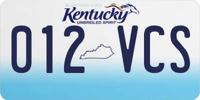KY license plate 012VCS