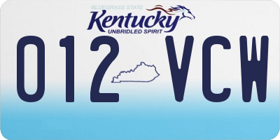 KY license plate 012VCW