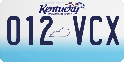 KY license plate 012VCX