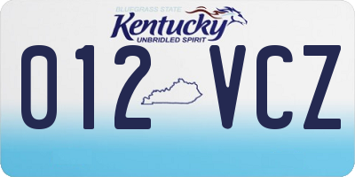 KY license plate 012VCZ